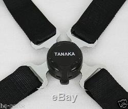 X2 Tanaka Universal Black 4 Point Camlock Quick Release Racing Seat Belt Harness