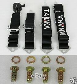 X2 Tanaka Universal Black 4 Point Camlock Quick Release Racing Seat Belt Harness