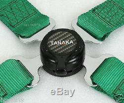 X2 Tanaka Universal Green 4 Point Camlock Quick Release Racing Seat Belt Harness