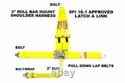 Yellow Safety Harness Seat Belt 5 Point Sfi 16.1 Latch & Link Racerdirect
