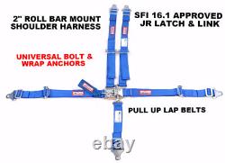 Youth Racing Harness Sfi 16.1 5 Point Latch & Link Seat Belt Blue